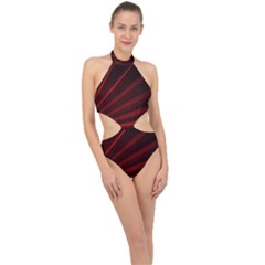 Line Geometric Red Object Tinker Halter Side Cut Swimsuit by Mariart