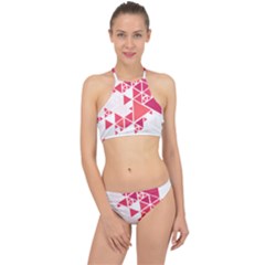 Red Triangle Pattern Racer Front Bikini Set