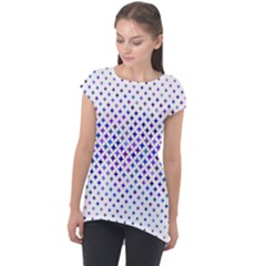 Star Curved Background Geometric Cap Sleeve High Low Top