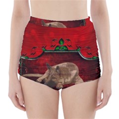 Wonderful German Shepherd With Heart And Flowers High-waisted Bikini Bottoms by FantasyWorld7