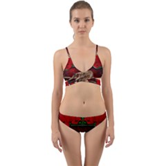 Wonderful German Shepherd With Heart And Flowers Wrap Around Bikini Set by FantasyWorld7