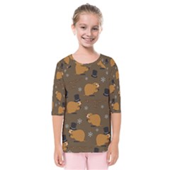 Groundhog Day Pattern Kids  Quarter Sleeve Raglan Tee