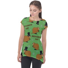 Groundhog Day Pattern Cap Sleeve High Low Top by Valentinaart