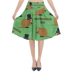 Groundhog Day Pattern Flared Midi Skirt by Valentinaart