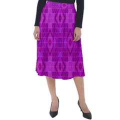 Magenta Mosaic Pattern Triangle Classic Velour Midi Skirt 