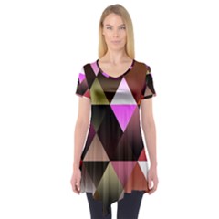 Abstract Geometric Triangles Shapes Short Sleeve Tunic  by Pakrebo