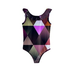 Abstract Geometric Triangles Shapes Kids  Frill Swimsuit by Pakrebo