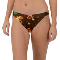 Floral Hearts Brown Green Retro Band Bikini Bottom