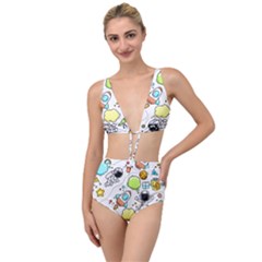 Sketch Cartoon Space Set Tied Up Two Piece Swimsuit by Pakrebo