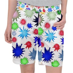 Inks Drops Black Colorful Paint Pocket Shorts