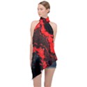 Red Black Fractal Mandelbrot Art Wallpaper Halter Asymmetric Satin Top View1