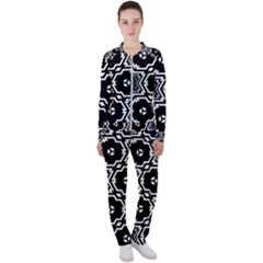 Black And White Pattern Background Structure Casual Jacket And Pants Set