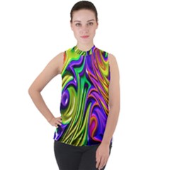 Fractal Mandelbrot Art Wallpaper Mock Neck Chiffon Sleeveless Top