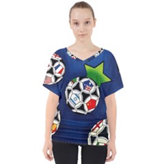 Textile Football Soccer Fabric V-neck Dolman Drape Top by Pakrebo