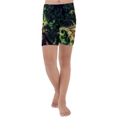 Fractal Cauliflower Green Rendered Kids  Lightweight Velour Capri Yoga Leggings