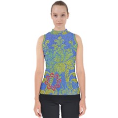 Paint Concrete Old Rough Textured Mock Neck Shell Top by Pakrebo