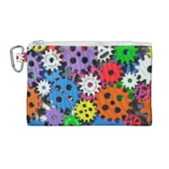 The Gears Are Turning Canvas Cosmetic Bag (large) by WensdaiAmbrose