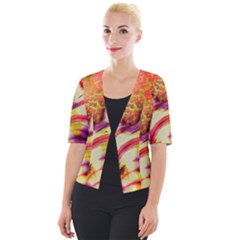 Fractal Mandelbrot Art Wallpaper Cropped Button Cardigan