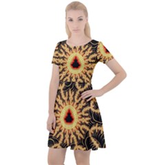 Fractal Julia Mandelbrot Art Cap Sleeve Velour Dress 