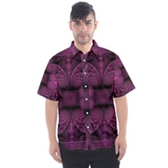 Fractal Magenta Pattern Geometry Men s Short Sleeve Shirt