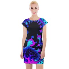 Fractal Pattern Spiral Abstract Cap Sleeve Bodycon Dress