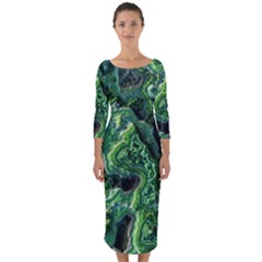 Green Pattern Background Abstract Quarter Sleeve Midi Bodycon Dress