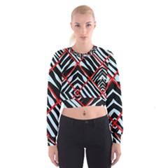 Model Abstract Texture Geometric Cropped Sweatshirt