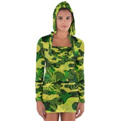 Marijuana Camouflage Cannabis Drug Long Sleeve Hooded T-shirt