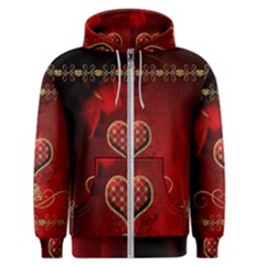 Wonderful Heart With Roses Men s Zipper Hoodie by FantasyWorld7