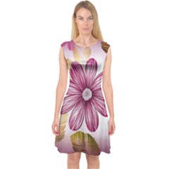 Star Flower Capsleeve Midi Dress by Mariart