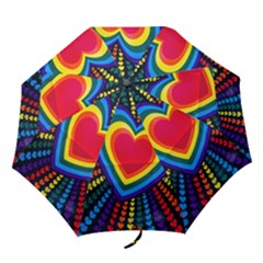 Rainbow Pop Heart Folding Umbrellas by WensdaiAmbrose