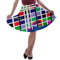 Color Graffiti Pattern Geometric A-line Skater Skirt by Pakrebo