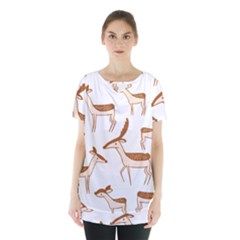 Seamless Deer Pattern Design Skirt Hem Sports Top by Pakrebo