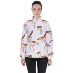 Seamless Deer Pattern Design High Neck Windbreaker (women)