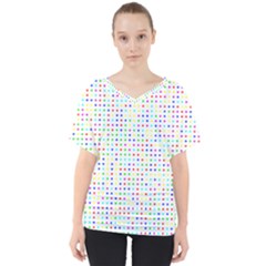 Dots Color Rows Columns Background V-neck Dolman Drape Top by Pakrebo