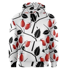 Rose Hip Pattern Branches Autumn Men s Pullover Hoodie by Pakrebo