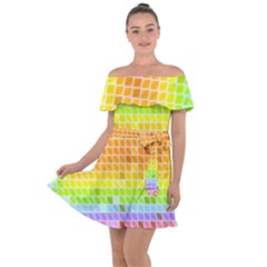 Pattern Geometric Square Art Off Shoulder Velour Dress