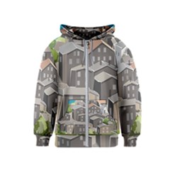 Village Place Portugal Landscape Kids  Zipper Hoodie by Pakrebo