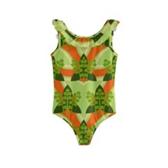 Texture Plant Herbs Herb Green Kids  Frill Swimsuit by Pakrebo