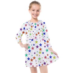 Star Random Background Scattered Kids  Quarter Sleeve Shirt Dress