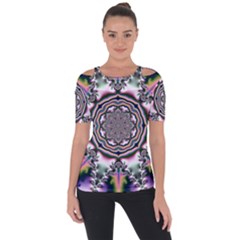 Pattern Abstract Background Art Shoulder Cut Out Short Sleeve Top