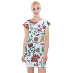 Flowers Garden Tropical Plant Cap Sleeve Bodycon Dress