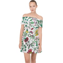 Flowers Garden Tropical Plant Off Shoulder Chiffon Dress