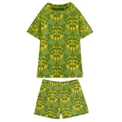 Texture Plant Herbs Herb Green Kids  Swim Tee And Shorts Set