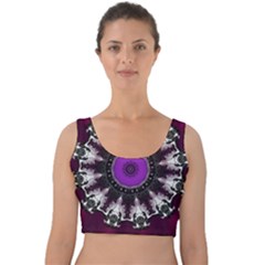 Kaleidoscope Round Circle Geometry Velvet Crop Top