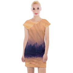 Landscape Nature Mountains Sky Cap Sleeve Bodycon Dress