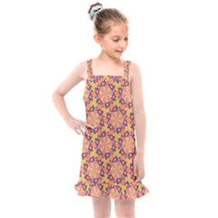 Pattern Decoration Abstract Flower Kids  Overall Dress