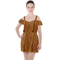 Leaf Fall Foliage Nature Orange Ruffle Cut Out Chiffon Playsuit