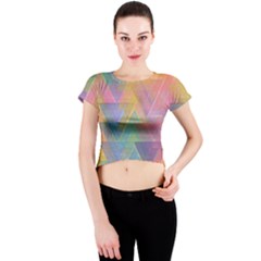 Triangle Pattern Mosaic Shape Crew Neck Crop Top by Pakrebo