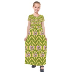 Texture Heather Nature Kids  Short Sleeve Maxi Dress